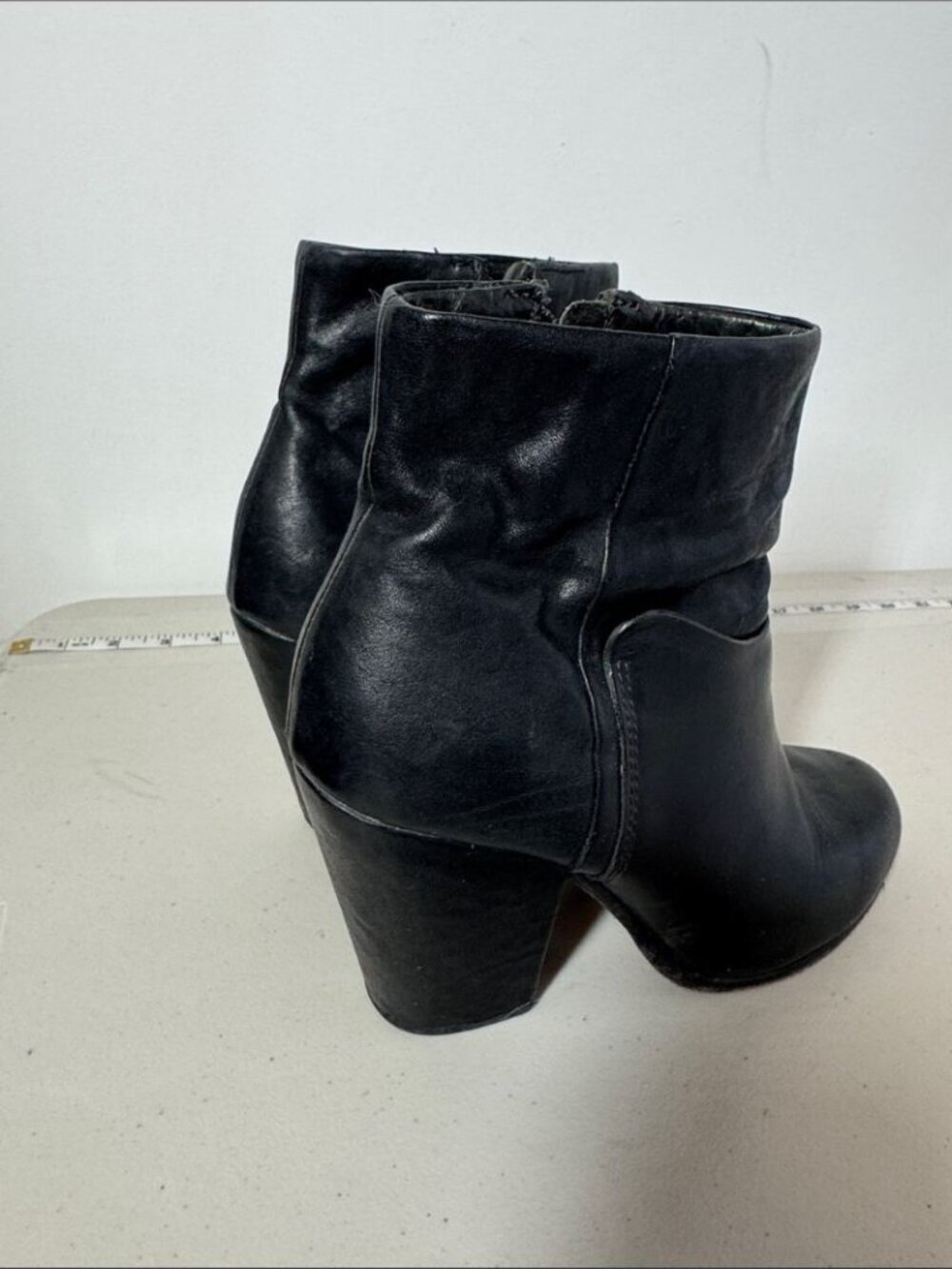 Rag & Bone Leather Ankle Boots Black EU 40 Block Heel Minimalist Chic Western - Picture 15 of 16